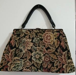 vintage 60s sixties 50s purse hsndbag flowers floral